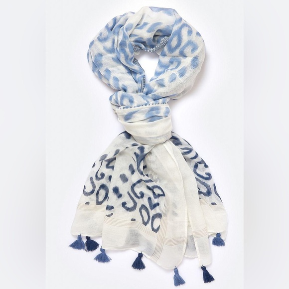 Accessories - New - Cleo Blue and White Paisley Print Scarf